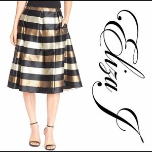 Eliza J Metallic Stripe Jacquard Skirt 14 Gold
